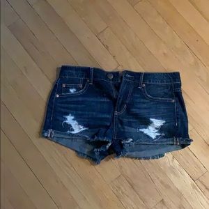 Dark Washed Ripped Shorts